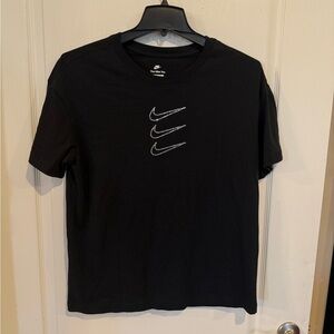 Nike black oversized rhinestone tee T-shirt w triple Swoosh logo medium NWOT